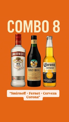 Combo 8 (Smirnoff + Fernet + Cerveza Corona 710cc)